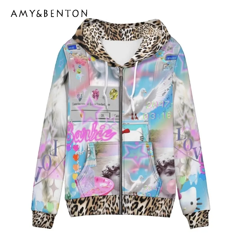 Japanese Spring and Autumn Rainbow Pattern Printing Subculture Millennial Zipper Color Matching Cool Sweater Jacket For Women
Japanese Spring and Autumn Rainbow Pattern Printing Subculture Millennial Zipper Color Matching Cool Sweater Jacket For Women