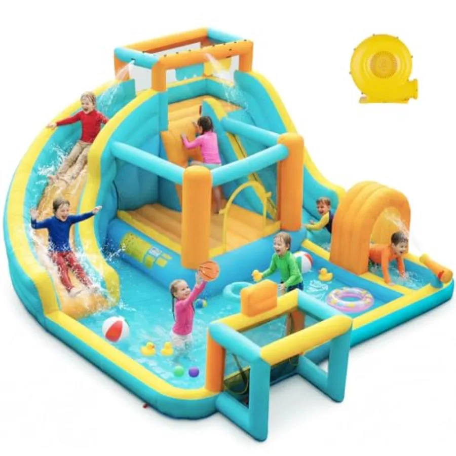 10-in-1 Inflatable Water Slide Bounce House for,Giant Water Park, Includes 520W Blower
10-in-1 Inflatable Water Slide Bounce House for,Giant Water Park, Includes 520W Blower