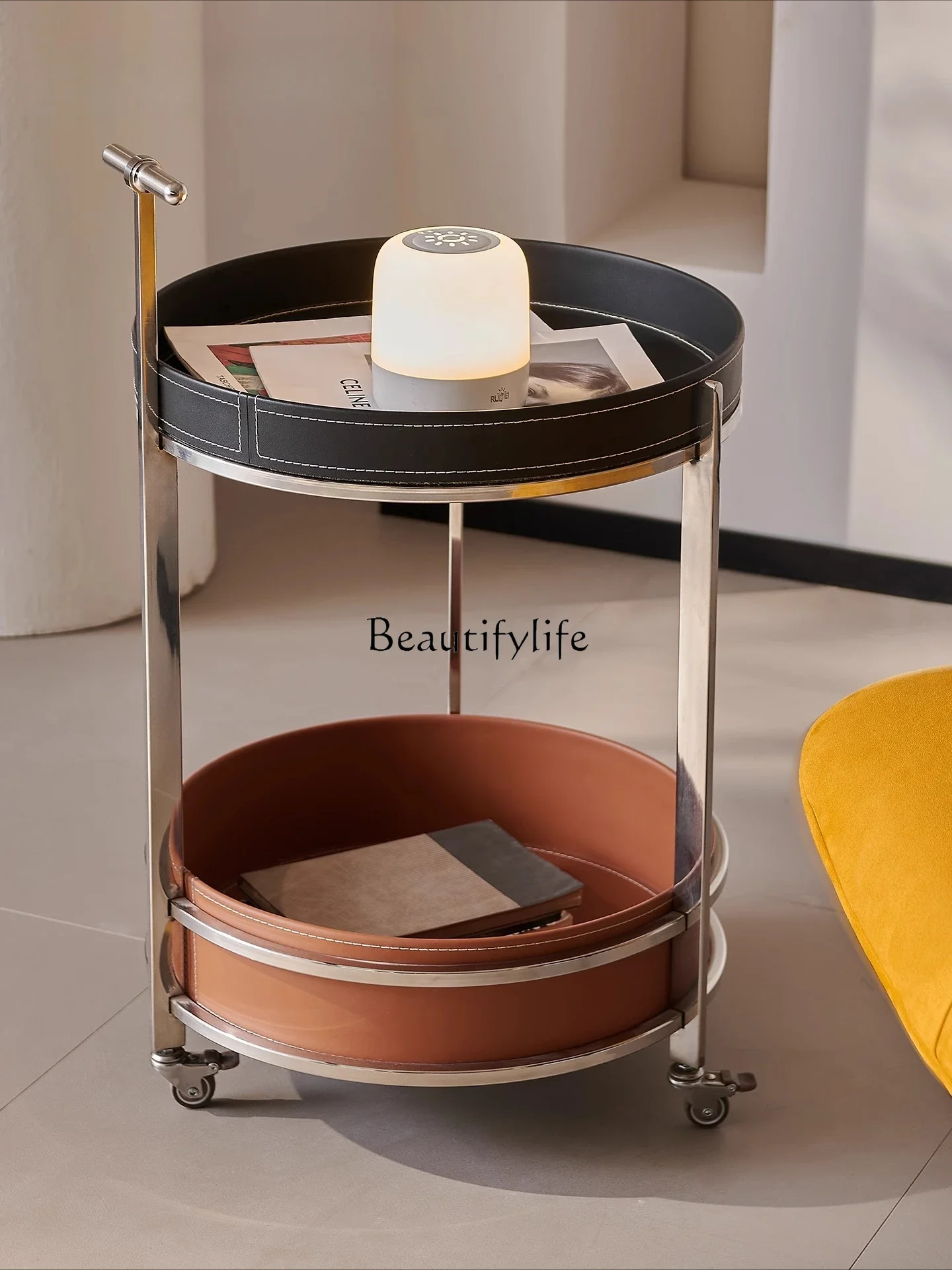 ls 18Italian Minimalist Small Trolley Sofa Round Side Table Movable Saddle Leather Light Luxury Stainless Steel Dining Cart
ls 18Italian Minimalist Small Trolley Sofa Round Side Table Movable Saddle Leather Light Luxury Stainless Steel Dining Cart