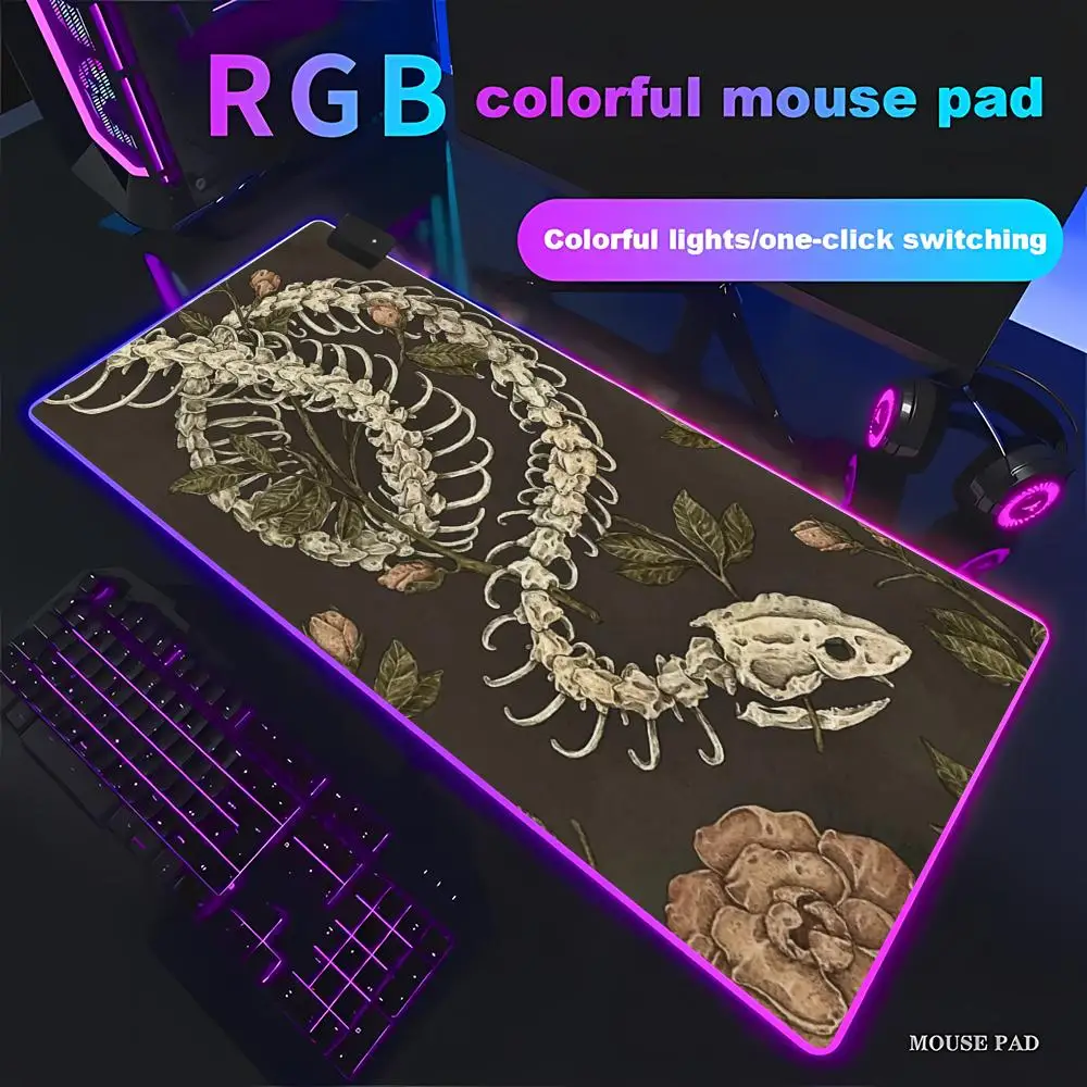HYBXAXC Large Gaming Mouse Pad Gothic Snake Skeleton Floral Anti-slip Rubber Desk Mat For PC Laptop Dark Art RGB Gamer Large LED
HYBXAXC Large Gaming Mouse Pad Gothic Snake Skeleton Floral Anti-slip Rubber Desk Mat For PC Laptop Dark Art RGB Gamer Large LED