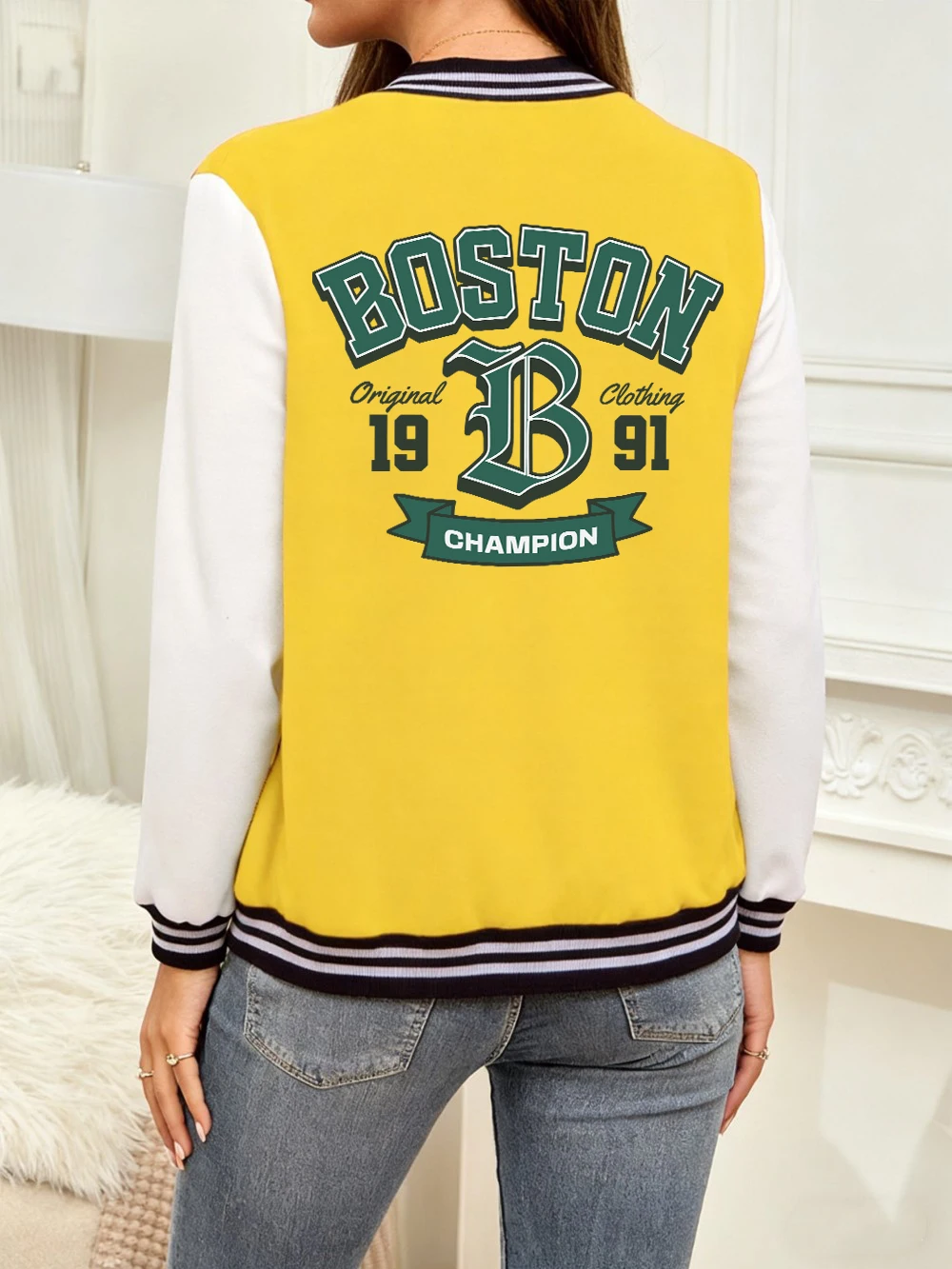 Boston Number 1991 Art Letter Printing Baseball Coat Womens Cotton Loose Jackets Winter Fleece Warm Tops Basics Pocket Clothes
Boston Number 1991 Art Letter Printing Baseball Coat Womens Cotton Loose Jackets Winter Fleece Warm Tops Basics Pocket Clothes