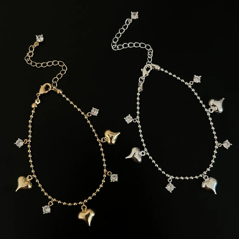 PONYKISS 925 Sterling Silver 14K Gold Zircon Bead Heart Pendant Charm Bracelets for Women Punk Fine Jewelry Minimalist Accessory
PONYKISS 925 Sterling Silver 14K Gold Zircon Bead Heart Pendant Charm Bracelets for Women Punk Fine Jewelry Minimalist Accessory