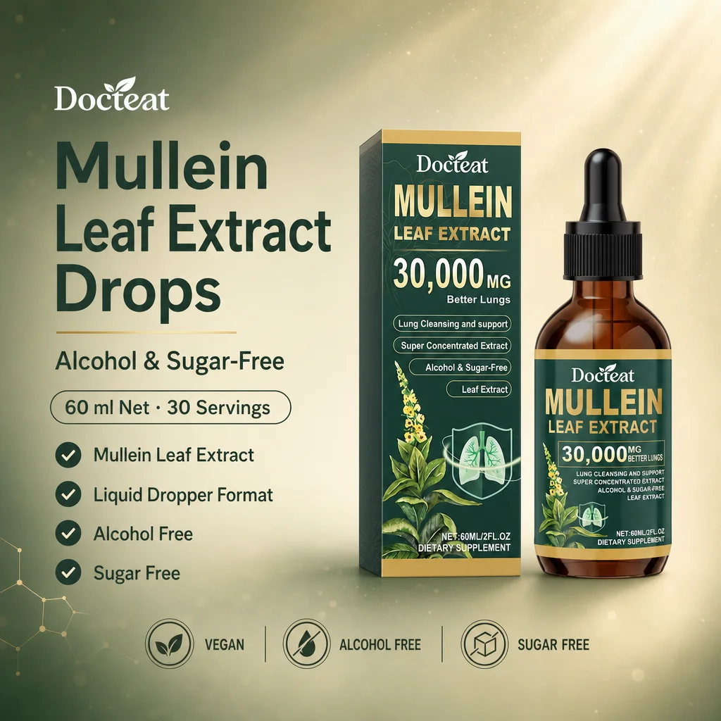 Docteat Mullein Leaf Extract Drops Alcohol & Sugar-Free, 60 Ml Net, 30 Servings, 2 Ml Serving Size, Lung Cleansing Support
Docteat Mullein Leaf Extract Drops Alcohol & Sugar-Free, 60 Ml Net, 30 Servings, 2 Ml Serving Size, Lung Cleansing Support