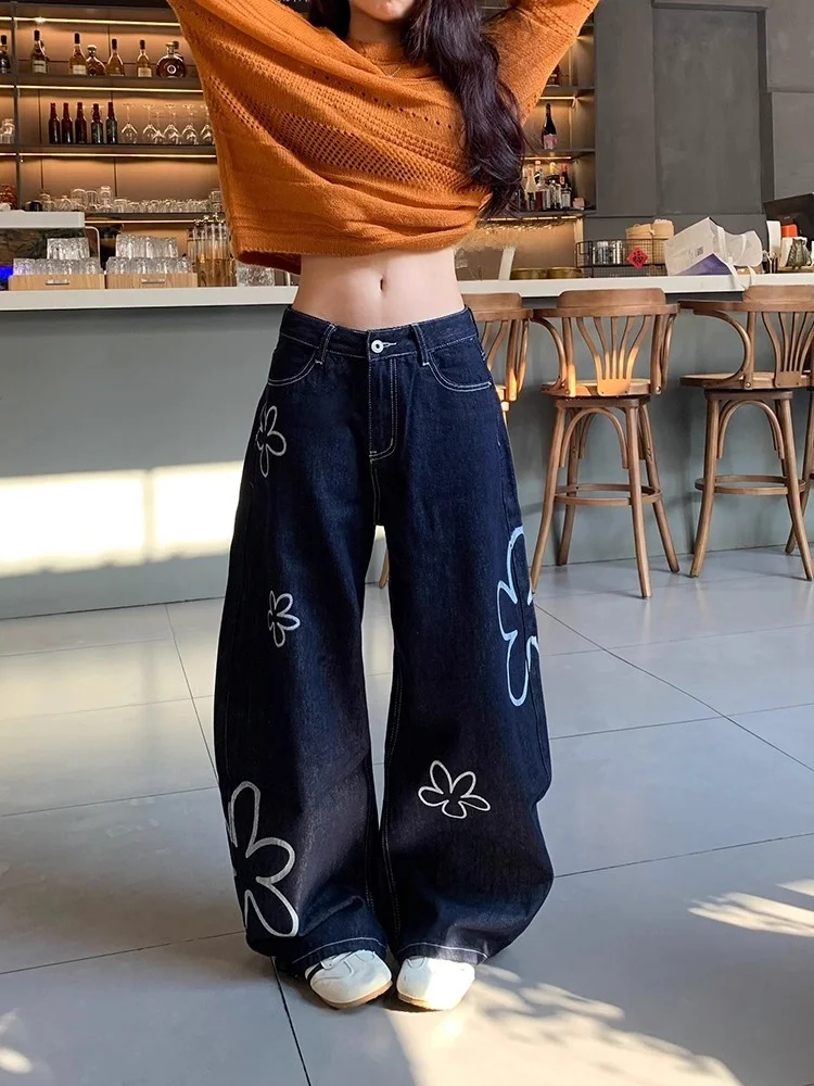 Retro American Floral Print Wide Leg Jeans Women's Autumn New Style Slimming Loose Knife Pants Natural Waist Denim
Retro American Floral Print Wide Leg Jeans Women's Autumn New Style Slimming Loose Knife Pants Natural Waist Denim