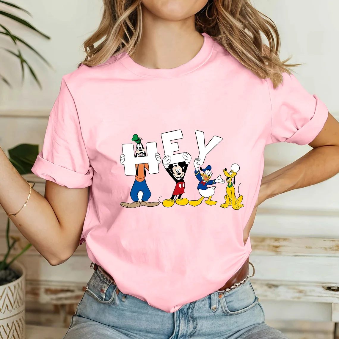 Summer Disney Mickey Mouse T-Shirt Women's Short Sleeve Athleisure Women's Shirt
Summer Disney Mickey Mouse T-Shirt Women's Short Sleeve Athleisure Women's Shirt