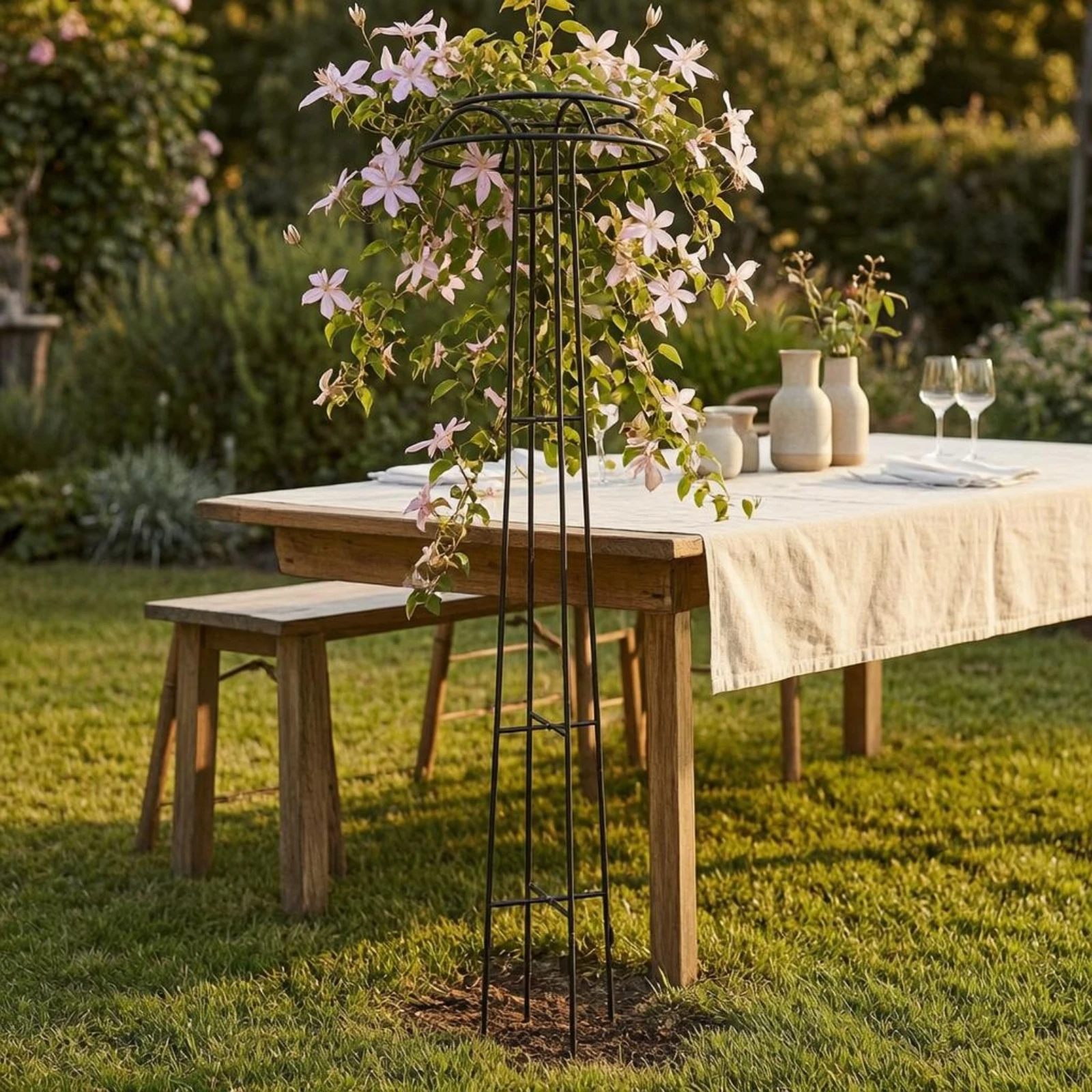 Cap-Topped Top Trellis Tall Metal Climbing Trellis Garden Structure Decorative Design Easy to Install for Courtyard
Cap-Topped Top Trellis Tall Metal Climbing Trellis Garden Structure Decorative Design Easy to Install for Courtyard