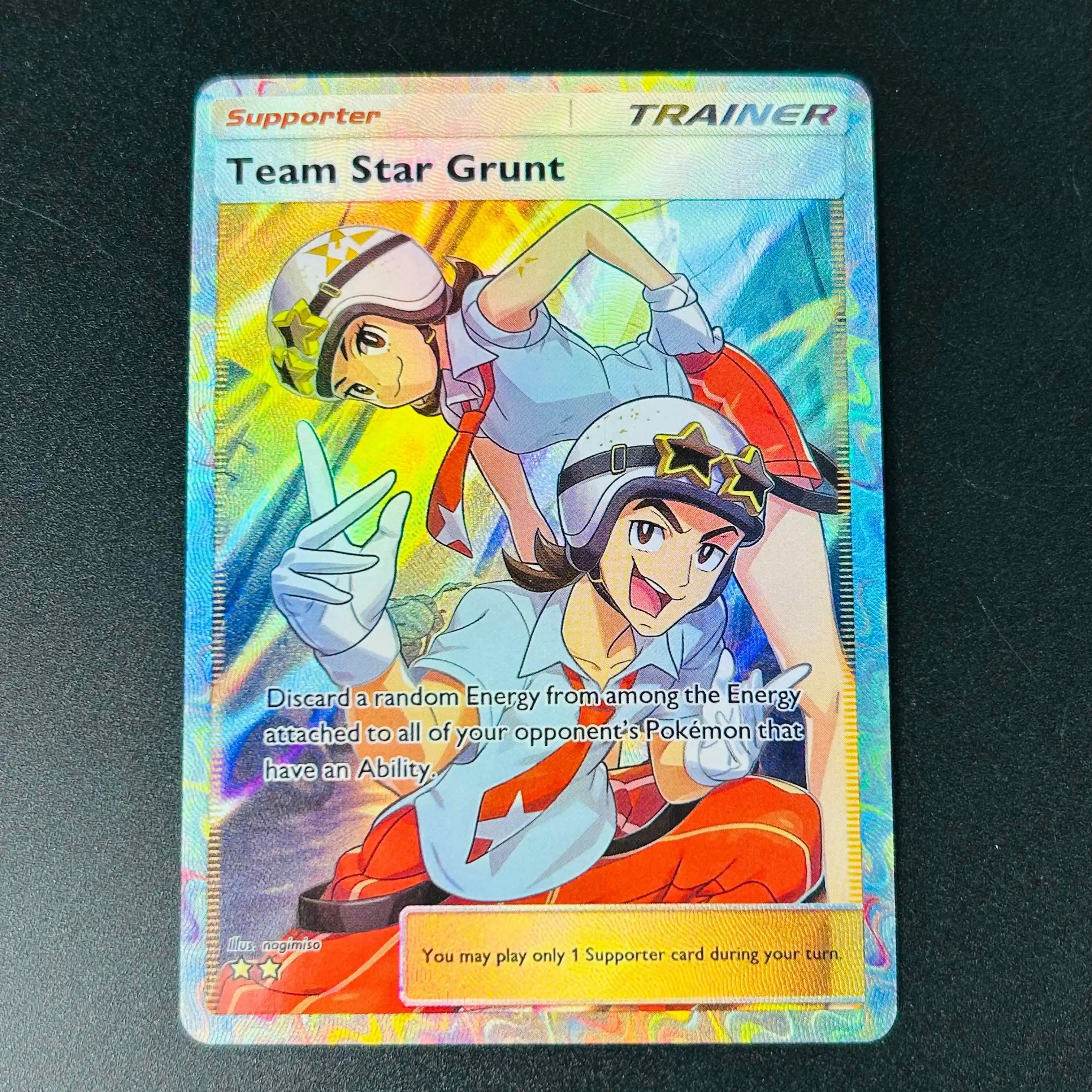 2026 English Team Star Grunt Trainer SAR Holo Rare DIY Textured Card - Mint Pokemon Collectible Card
2026 English Team Star Grunt Trainer SAR Holo Rare DIY Textured Card - Mint Pokemon Collectible Card