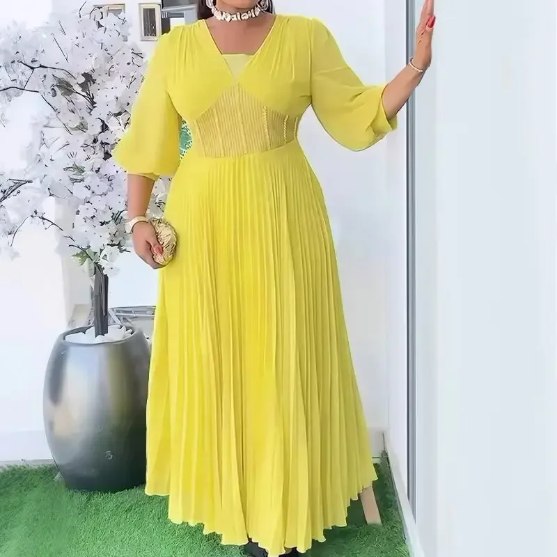 Plus Size African Dresses for Women Elegant V-Neck Chiffon Pleated Maxi Dress Africa Clothing Dashiki Ankara Vestidos Wedding
Plus Size African Dresses for Women Elegant V-Neck Chiffon Pleated Maxi Dress Africa Clothing Dashiki Ankara Vestidos Wedding