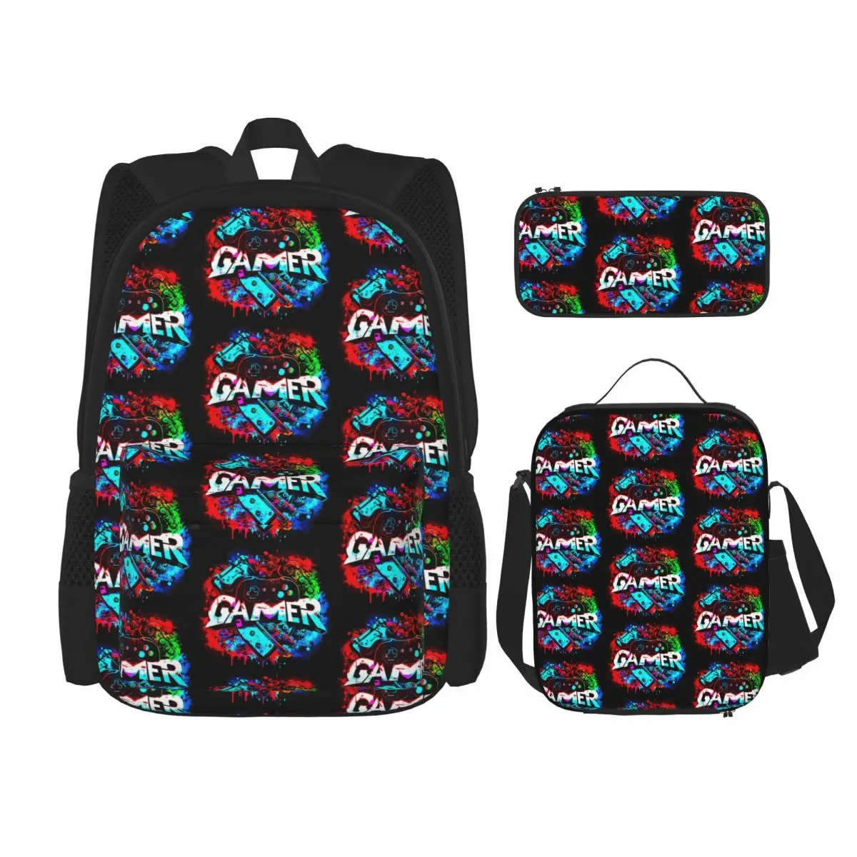Gamer Controller Video Game Gaming Gamepad Backpacks Bookbag Students School Bags Kid Rucksack Lunch Bag Pen Bag Three-Piece Set
Gamer Controller Video Game Gaming Gamepad Backpacks Bookbag Students School Bags Kid Rucksack Lunch Bag Pen Bag Three-Piece Set