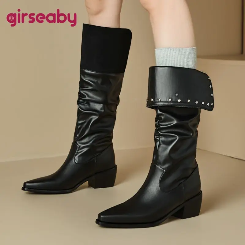 Girseaby, новинка 2024, женские сапоги до колена двойного назначения, острый носок, блочные каблуки 5,5 см, без шнуровки с заклепками, большой размер 46-48, модный стиль
Girseaby, новинка 2024, женские сапоги до колена двойного назначения, острый носок, блочные каблуки 5,5 см, без шнуровки с заклепками, большой размер 46-48, модный стиль