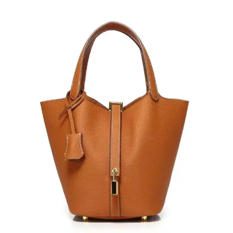 New Leather Luxury Handbag, High-end Soft Leather Bucket Bag, Cowhide Portable Gift Bag, Commuting Versatile Women's Bag