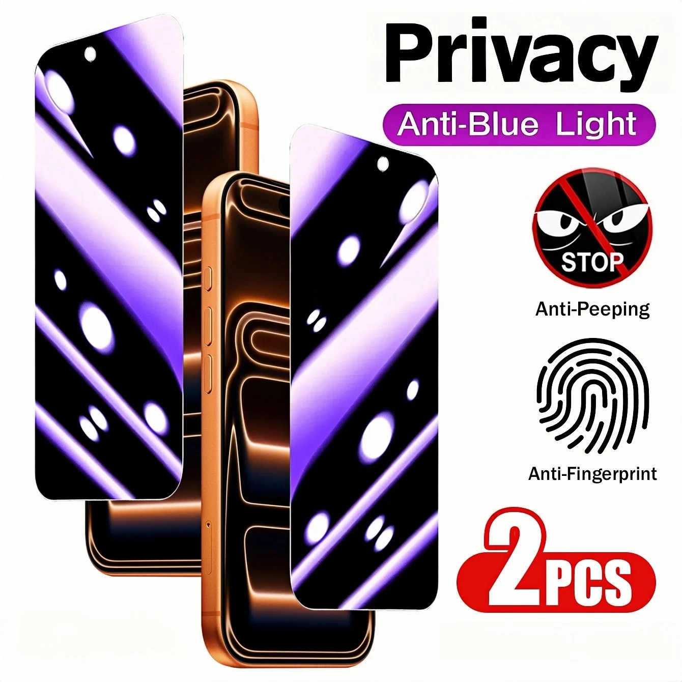 2-Pack Anti-Blue Light Privacy Tempered Glass Screen Protector, Compatible with iPhone 17 Pro Max/16 Pro/15 Pro Max/15 Pro/14/13
2-Pack Anti-Blue Light Privacy Tempered Glass Screen Protector, Compatible with iPhone 17 Pro Max/16 Pro/15 Pro Max/15 Pro/14/13