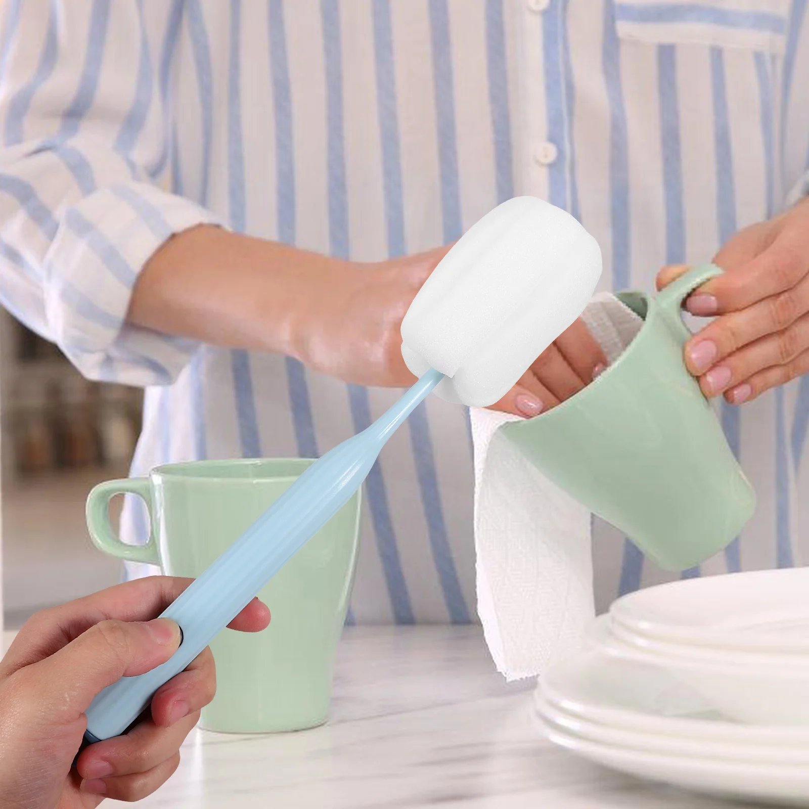 2pcs Soft Sponge Bottle Cleaning Brush Long Handle For Water Bottles Reusable Household Cleaning Tool Multi-Function Brush
2pcs Soft Sponge Bottle Cleaning Brush Long Handle For Water Bottles Reusable Household Cleaning Tool Multi-Function Brush