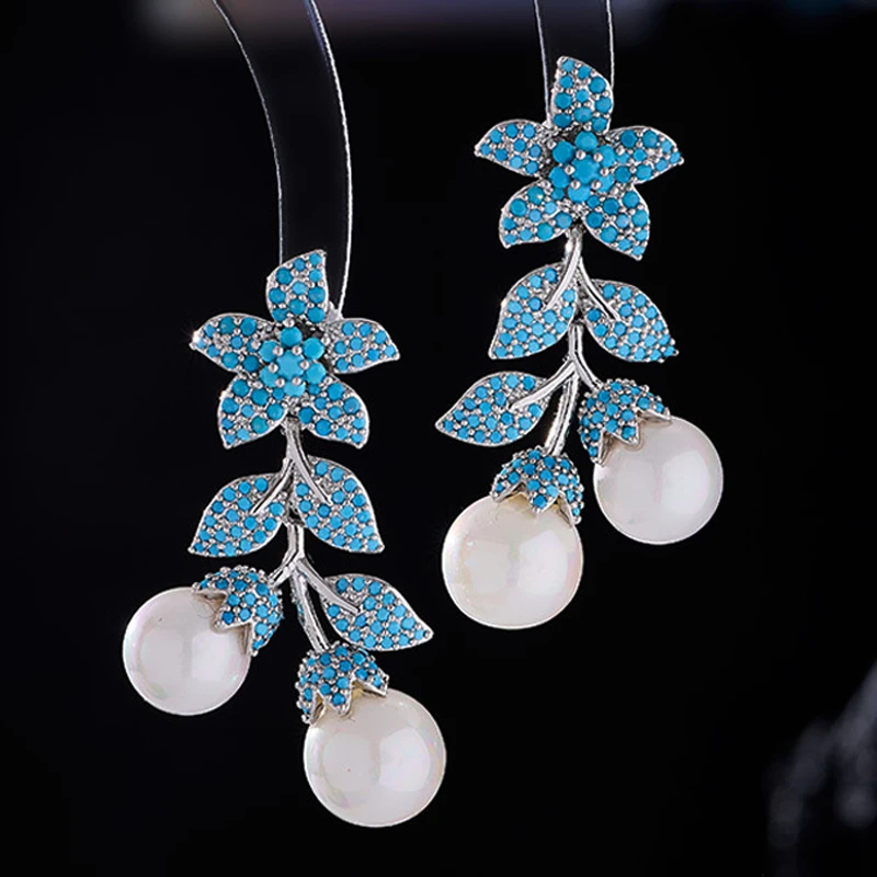 Women Earrings Flower Leaf White Blue Green Zircon Luxury Jewelry Dinner Party Wedding Female Gift
Women Earrings Flower Leaf White Blue Green Zircon Luxury Jewelry Dinner Party Wedding Female Gift