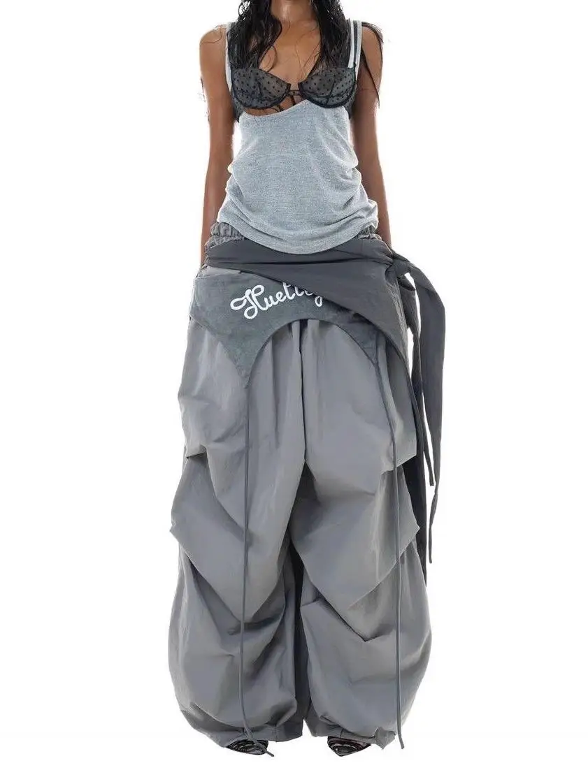 Spring American Street Dark Gray Waist Seal Wide Leg Matchet Pants Women's Design Sports Casual
Spring American Street Dark Gray Waist Seal Wide Leg Matchet Pants Women's Design Sports Casual