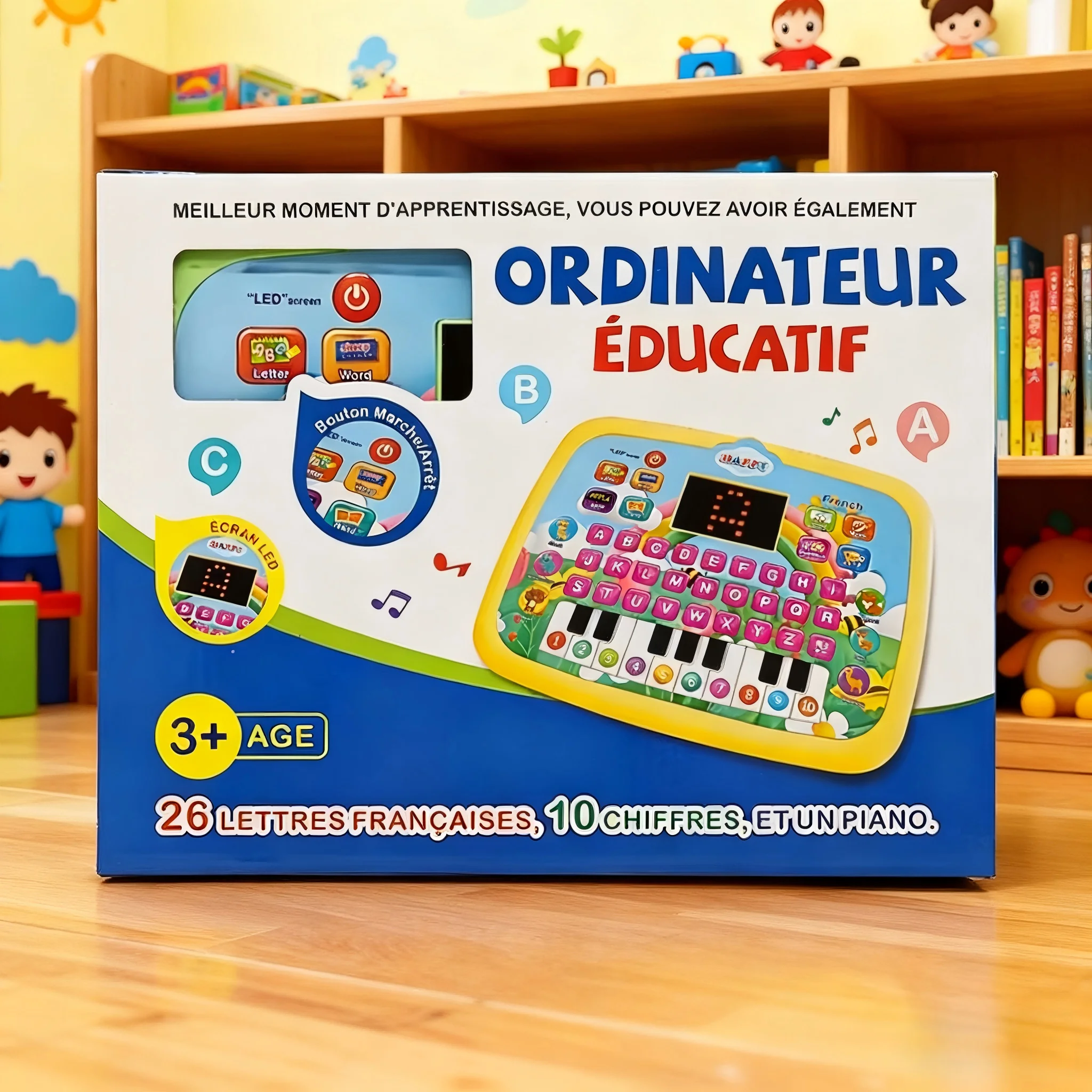 French Early Educational Toy Kids Ordinateur Éducatif Learning Machine LED Display 26 Letters Words Piano Keyboard for Toddlers
French Early Educational Toy Kids Ordinateur Éducatif Learning Machine LED Display 26 Letters Words Piano Keyboard for Toddlers