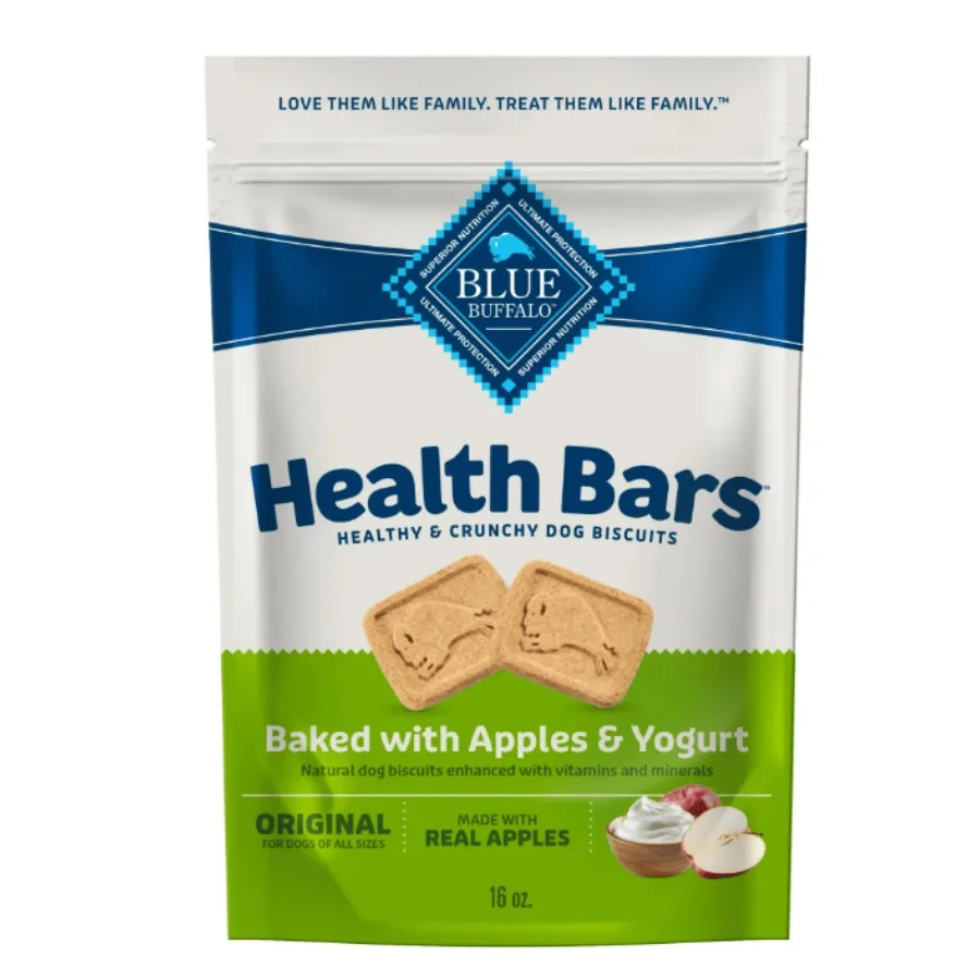 Blue Buffalo Health Bars Crunchy Dog Biscuits Apples Yogurt 16oz. Bag 
Blue Buffalo Health Bars Crunchy Dog Biscuits Apples Yogurt 16oz. Bag