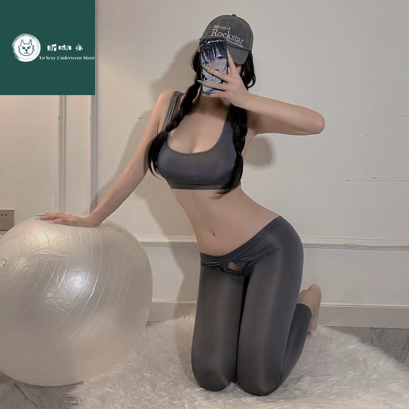 Sexy underwear Sexy ice silk smooth easy to take off women's open zipper yoga pants set
Sexy underwear Sexy ice silk smooth easy to take off women's open zipper yoga pants set