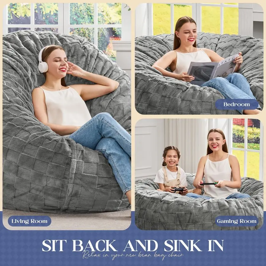 Bean Bag Chairs Beanbag Chair with Filler Adult Bean Bags with Fluffy Plaid Cover, Giant Bean Bag Chairs for Adults for Living R
Bean Bag Chairs Beanbag Chair with Filler Adult Bean Bags with Fluffy Plaid Cover, Giant Bean Bag Chairs for Adults for Living R