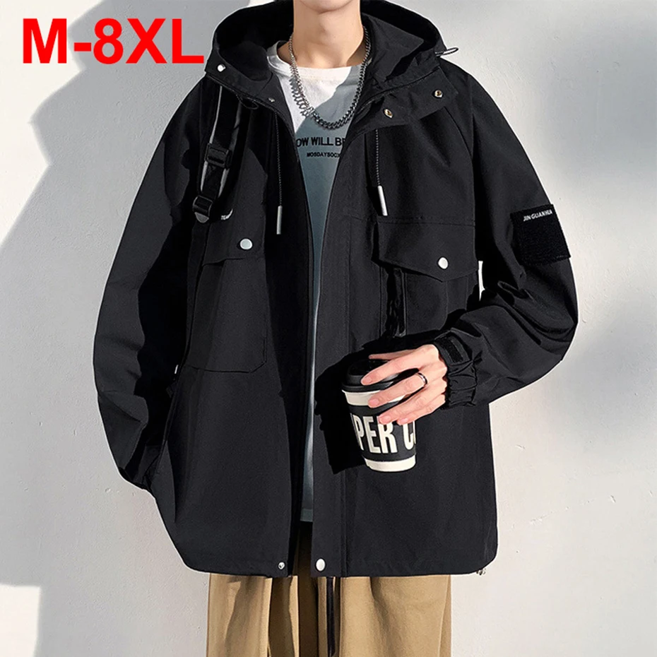 Весенне-осенние мужские ветровки, куртки 7XL 8XL, пальто с капюшоном больших размеров, корейская модная свободная ветрозащитная куртка
Весенне-осенние мужские ветровки, куртки 7XL 8XL, пальто с капюшоном больших размеров, корейская модная свободная ветрозащитная куртка