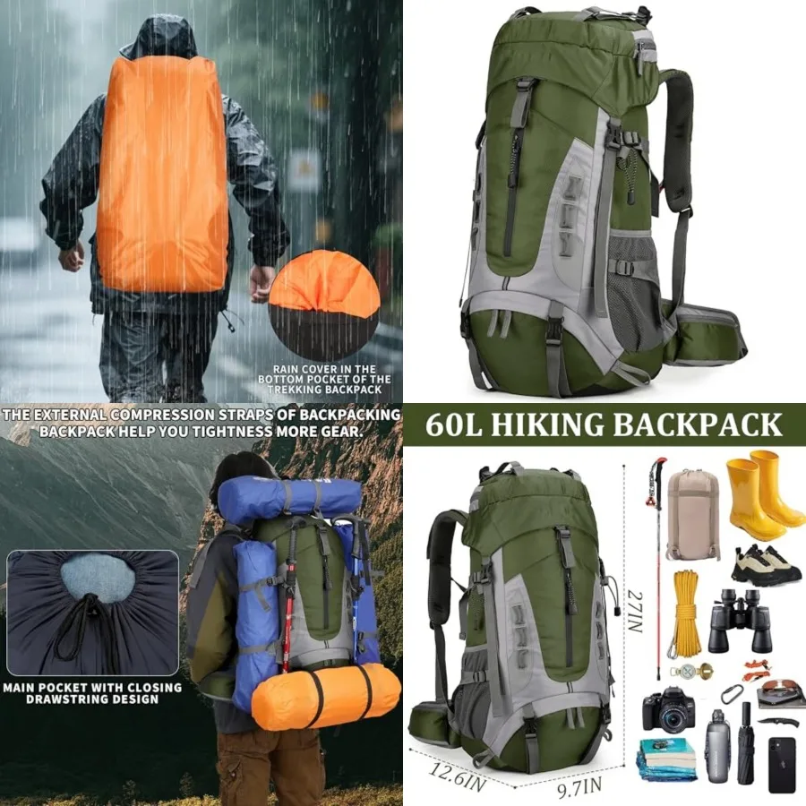 Hiking Backpack with Rain Cover Waterproof Camping Backpack Shoes Warehouse for Men Women, Frameless
Hiking Backpack with Rain Cover Waterproof Camping Backpack Shoes Warehouse for Men Women, Frameless