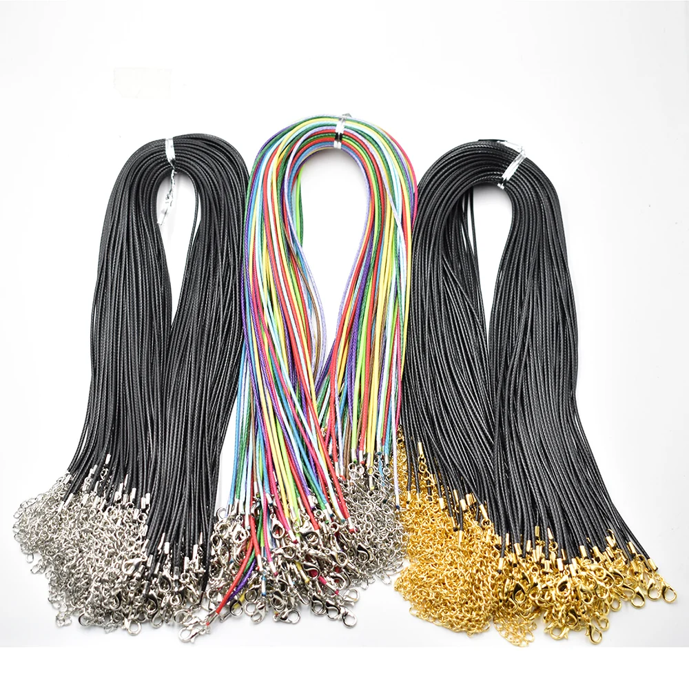 Wholesale 1.5mm 2mm 45cm 60cm Black mixed Wax Leather Cord Necklace Rope Chain Lobster Clasp DIY Jewelry Accessories 100pcs/lot
Wholesale 1.5mm 2mm 45cm 60cm Black mixed Wax Leather Cord Necklace Rope Chain Lobster Clasp DIY Jewelry Accessories 100pcs/lot
