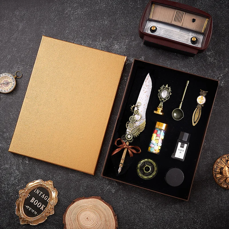 8pcs Machine Feather Pen Set,Wax Seal Stamp&Stick,Bookmark,Ink,Creative Quill Writing Artist Calligraphy Signature Pen 7001
8pcs Machine Feather Pen Set,Wax Seal Stamp&Stick,Bookmark,Ink,Creative Quill Writing Artist Calligraphy Signature Pen 7001