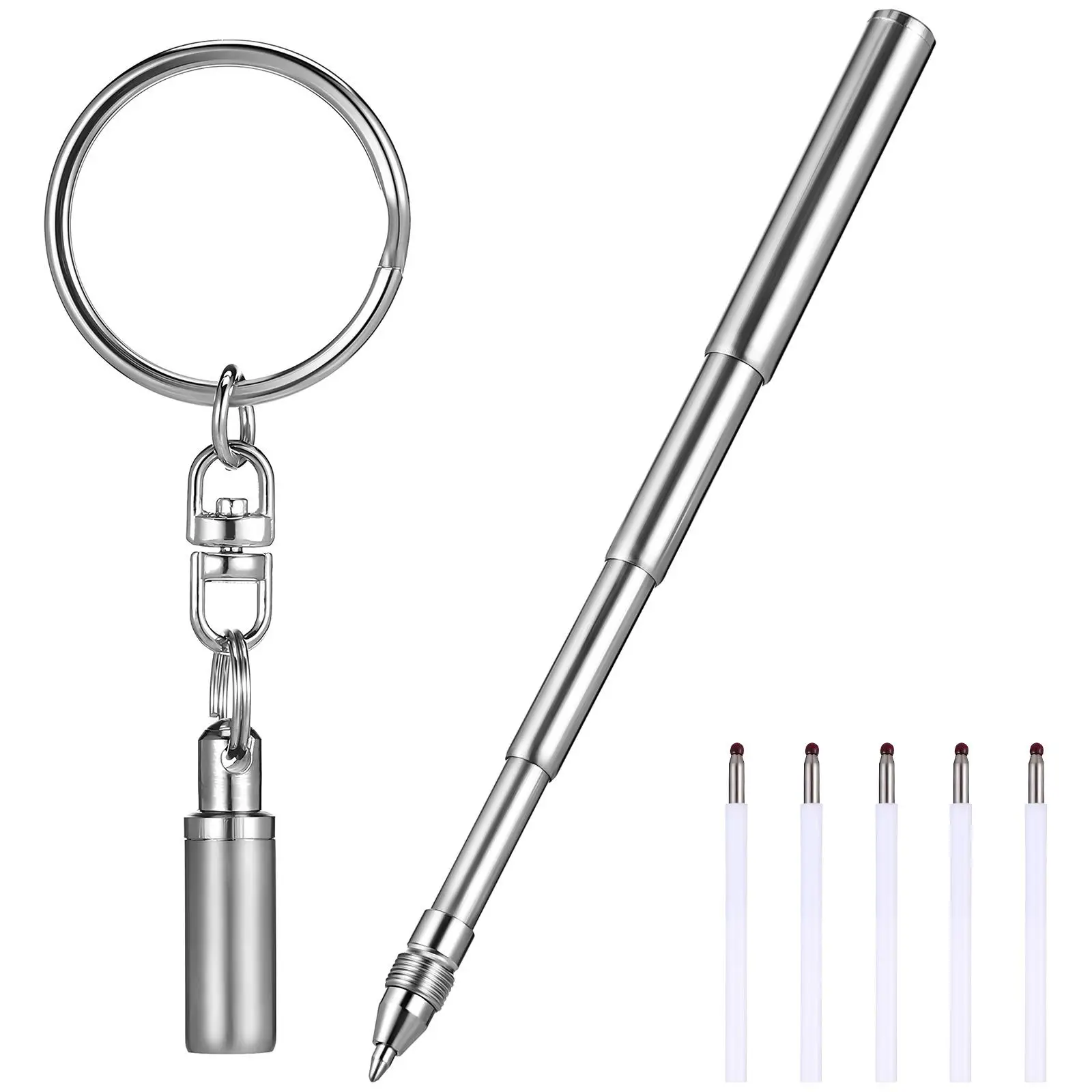 Telescopic Pen Set Mini Keychain Pens Ballpoint Retractable Stainless Steel Pocket Tiny Writing Tool Kit With Refills
Telescopic Pen Set Mini Keychain Pens Ballpoint Retractable Stainless Steel Pocket Tiny Writing Tool Kit With Refills