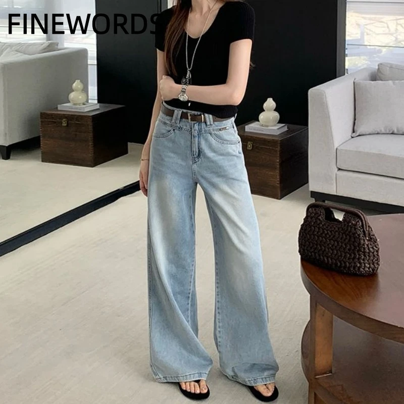 FINEWORDS High Waisted Light Blue Loose Wide Leg Jeans for Women Casual Straight Denim Pants Y2K Style Trousers
FINEWORDS High Waisted Light Blue Loose Wide Leg Jeans for Women Casual Straight Denim Pants Y2K Style Trousers