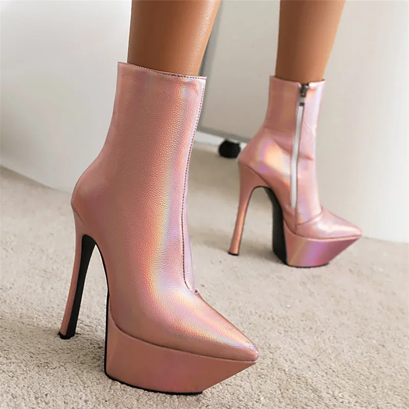 Sexy Stiletto Heel Pointy Toe Platform Ankle Boots Bling Colorful Side Zipper Simple Elegant Lady Boot Female Botas Women's Shoe
Sexy Stiletto Heel Pointy Toe Platform Ankle Boots Bling Colorful Side Zipper Simple Elegant Lady Boot Female Botas Women's Shoe