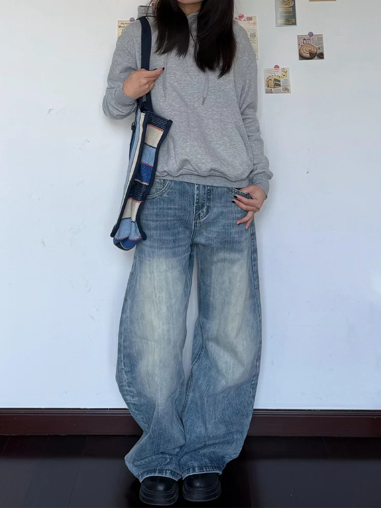 Large Size American High Street Vibe Worn Blue Jeans CleanFit Loose Floor-Length Casual High Waist Wide Leg Jeans
Large Size American High Street Vibe Worn Blue Jeans CleanFit Loose Floor-Length Casual High Waist Wide Leg Jeans