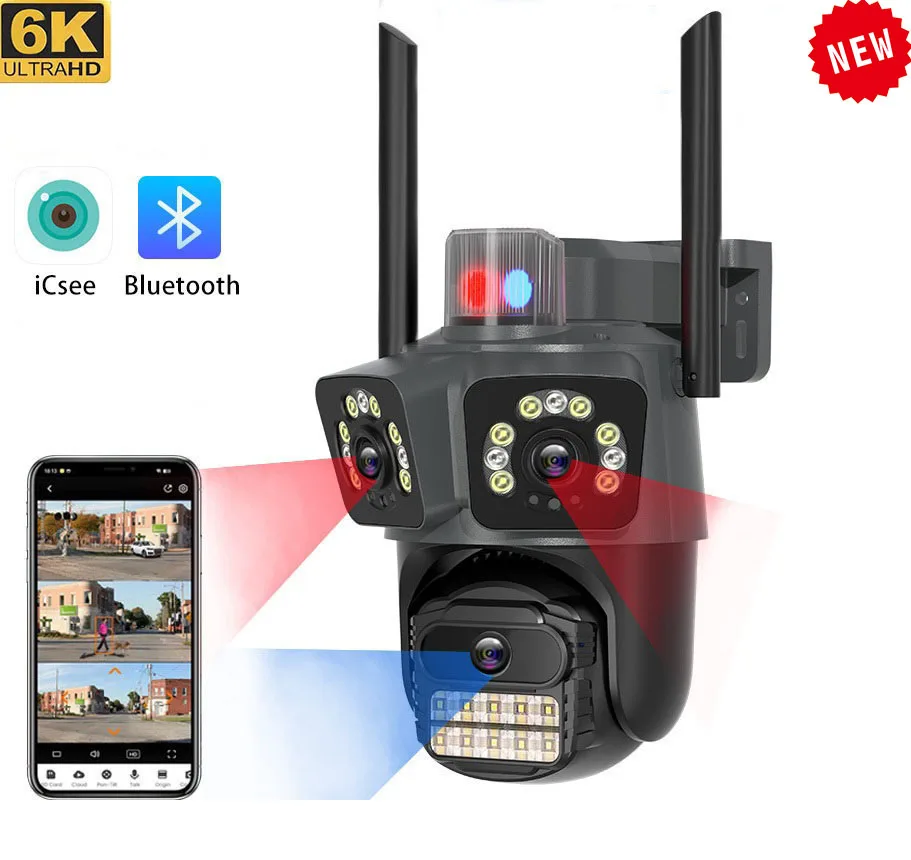 Уличная 6K 12MP PTZ IP-камера с тремя объективами Wi-Fi Беспроводное автоматическое отслеживание 4K Двойной объектив Безопасность CCTV HD Система видеонаблюдения
Уличная 6K 12MP PTZ IP-камера с тремя объективами Wi-Fi Беспроводное автоматическое отслеживание 4K Двойной объектив Безопасность CCTV HD Система видеонаблюдения
