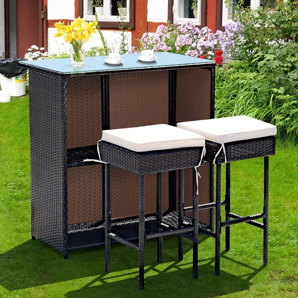 3 Pieces Rattan Patio Bar Table & Stool Set, Patio Furniture Set for Lawn Pool Backyard Front Porch, Dining Set, Customized
3 Pieces Rattan Patio Bar Table & Stool Set, Patio Furniture Set for Lawn Pool Backyard Front Porch, Dining Set, Customized