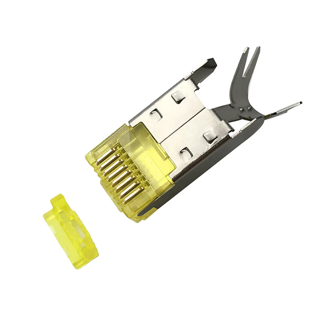 10PCS RJ45 connector 8P8C Modular Plug shielded German industrial For network cable hole diameter 1.02mm with sheath outer diame
