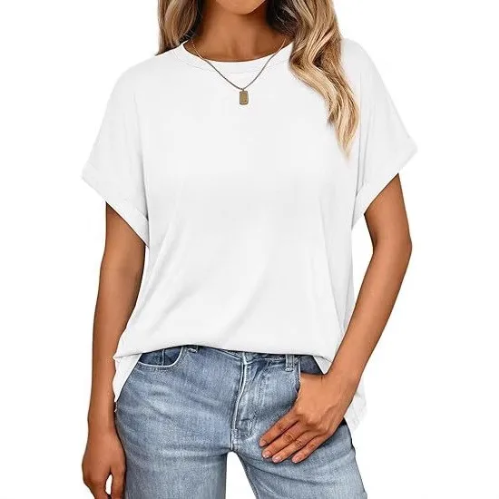 Women Short Sleeve T Shirt Loose Fit Oversized T-shirt T Shirts Round Neck Drop Shoulder Tee Knit Plain T-shirt Cotton Tee
Women Short Sleeve T Shirt Loose Fit Oversized T-shirt T Shirts Round Neck Drop Shoulder Tee Knit Plain T-shirt Cotton Tee