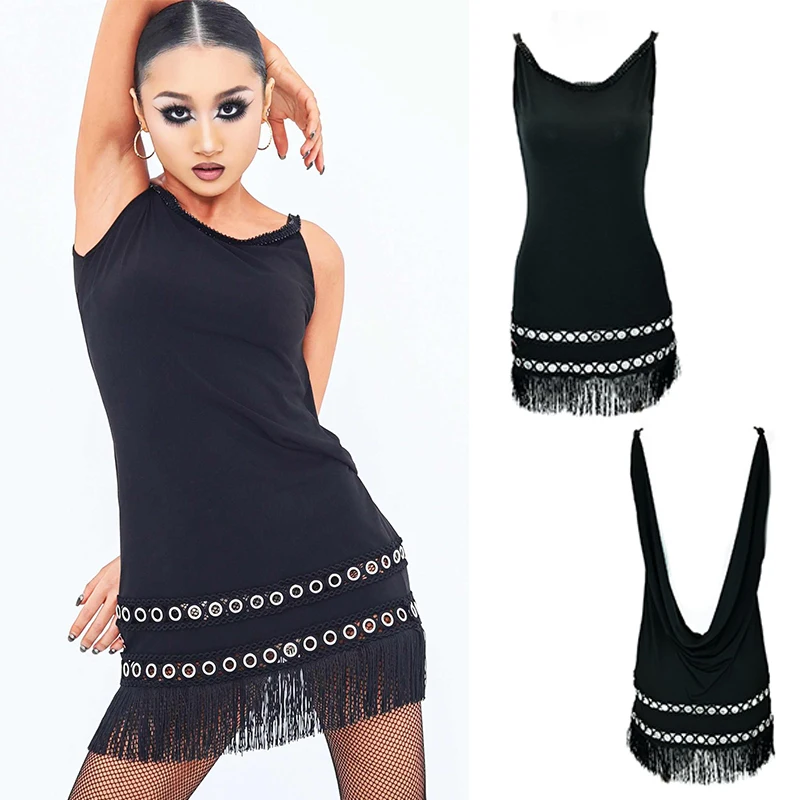 Backless Sleeveless Latin Dance Fringe Dress Black Short Dress For Women Practice Clothing Rumba Cha Cha Dance Clothes SS1006
Backless Sleeveless Latin Dance Fringe Dress Black Short Dress For Women Practice Clothing Rumba Cha Cha Dance Clothes SS1006