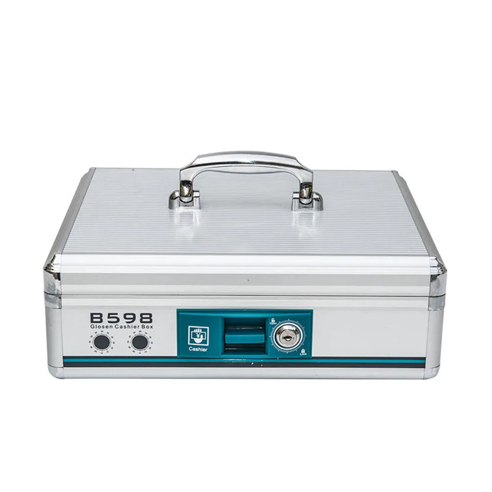 Портативная кассовая коробка из алюминиевого сплава с отсеками и надежной двойной системой запирания для банкнот, монет, чеков и ценных вещей
Портативная кассовая коробка из алюминиевого сплава с отсеками и надежной двойной системой запирания для банкнот, монет, чеков и ценных вещей