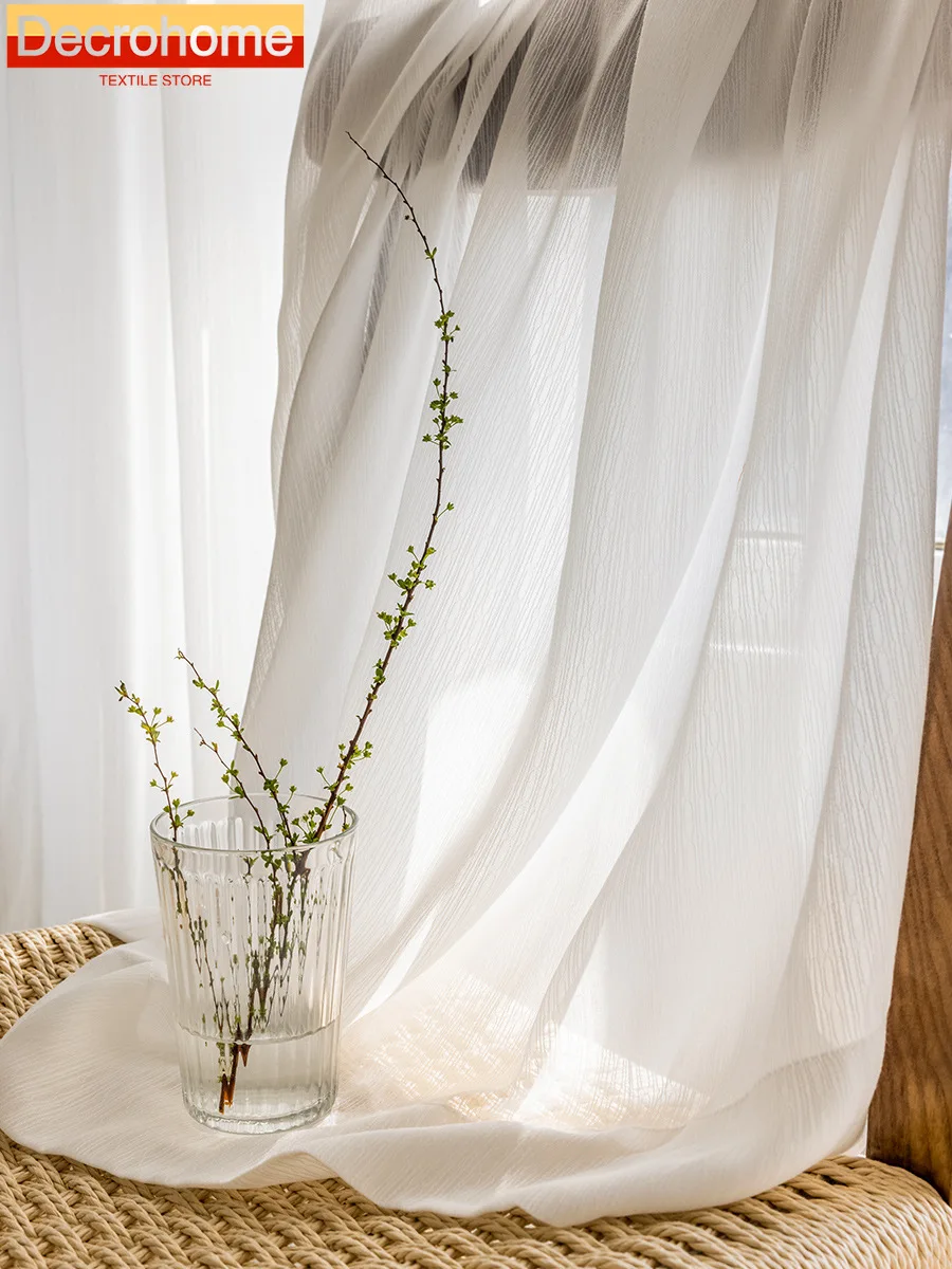 New Light Shadow Japanese White Screen Window Screen Curtains for Living Room Bedroom French Balcony Window Customized Finished
New Light Shadow Japanese White Screen Window Screen Curtains for Living Room Bedroom French Balcony Window Customized Finished