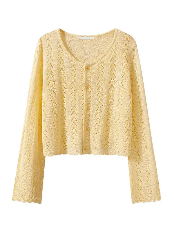 Yellow Hollow out Ice Silk Knitted Cardigan Women's Summer Thin Shoulder Strap Dress Outerwear Cover up Shawl Coat
Yellow Hollow out Ice Silk Knitted Cardigan Women's Summer Thin Shoulder Strap Dress Outerwear Cover up Shawl Coat