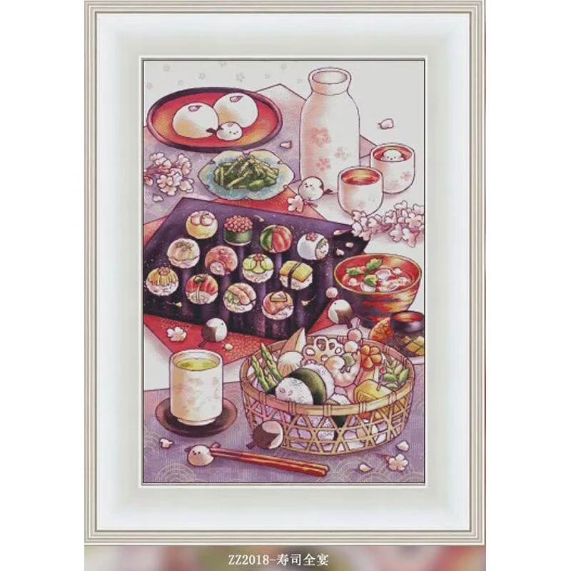 ZZ2018- sushi 14CT 16CT 18CT Stamped Cross Stitch DIY Set Chinese Pattern Kit Needlework Embroidery 150 Colors
ZZ2018- sushi 14CT 16CT 18CT Stamped Cross Stitch DIY Set Chinese Pattern Kit Needlework Embroidery 150 Colors