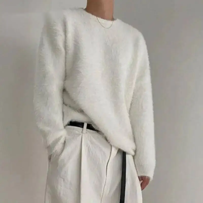 Korean Style Men's Sweaters Round Collar Solid Color Knitting Tops Loose Thickened Mink Hair Male Pullovers Tops 9XNHLT
Korean Style Men's Sweaters Round Collar Solid Color Knitting Tops Loose Thickened Mink Hair Male Pullovers Tops 9XNHLT