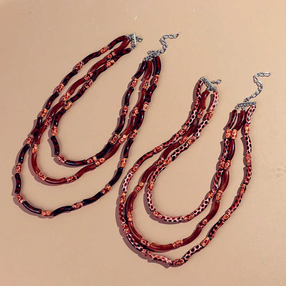Boho Multilayer Leopard Wooden Acrylic Long Necklace Women Vintage Bamboo Tube Beaded Stack Necklaces Statement Jewelry Gifts
Boho Multilayer Leopard Wooden Acrylic Long Necklace Women Vintage Bamboo Tube Beaded Stack Necklaces Statement Jewelry Gifts