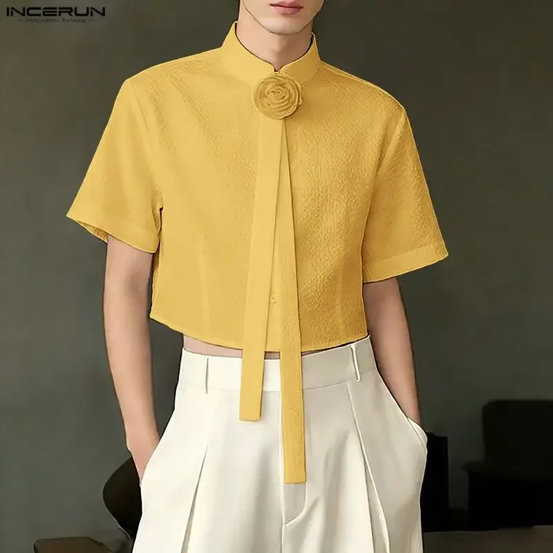 INCERUN Men's Shirt Solid Color Lapel Short Sleeve Flower Casual Men Clothes Streetwear Loose 2026 Fashion Crop Tops For Man
INCERUN Men's Shirt Solid Color Lapel Short Sleeve Flower Casual Men Clothes Streetwear Loose 2026 Fashion Crop Tops For Man