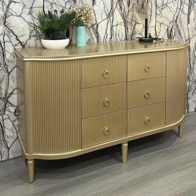 American light luxury solid wood champagne color dining side cabinet decorative entrance cabinet modern simple locker 
American light luxury solid wood champagne color dining side cabinet decorative entrance cabinet modern simple locker