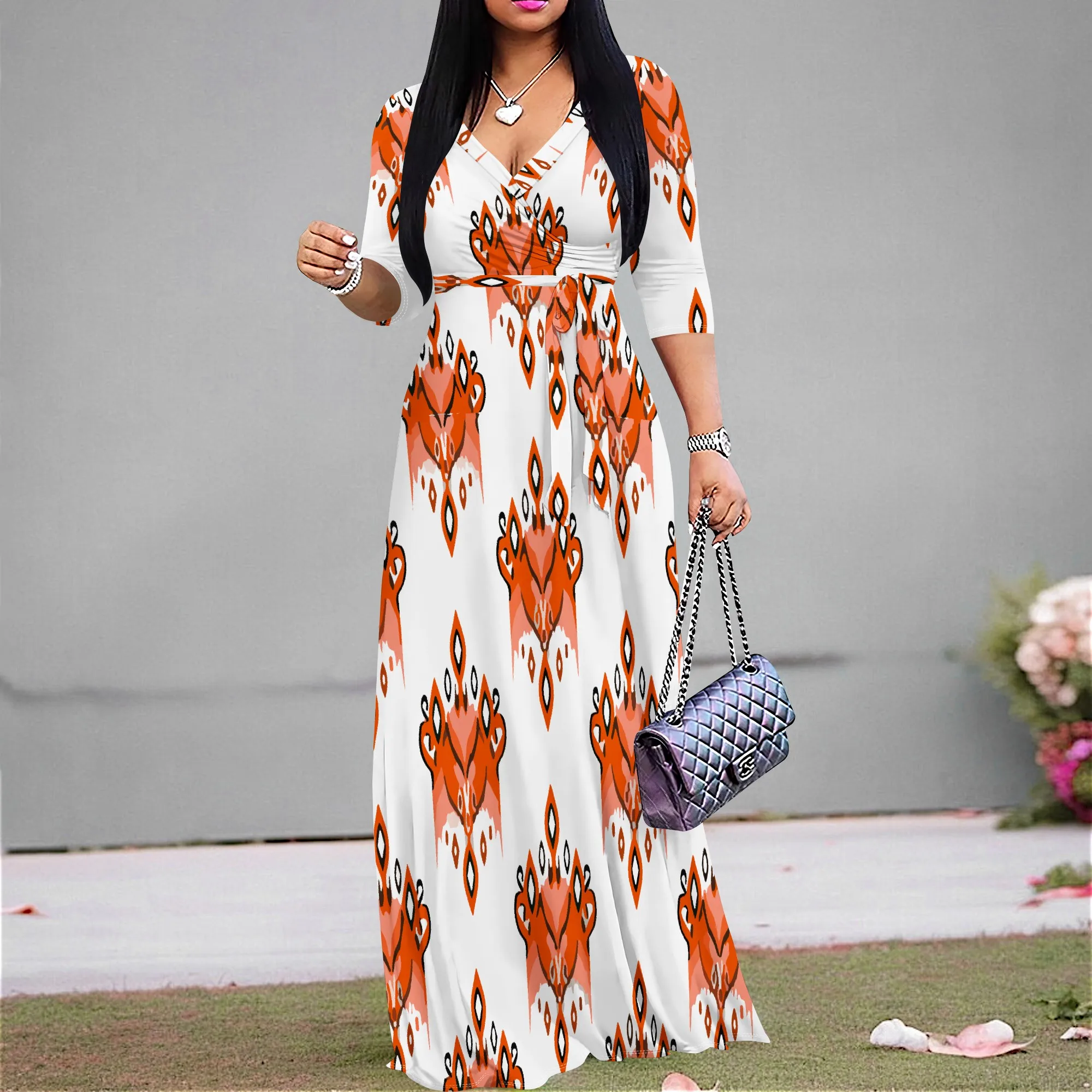 Casual Printed Maxi Dress Women Hawaii Vacation V Neck 3/4 Sleeve Loose Fit Long Dress
Casual Printed Maxi Dress Women Hawaii Vacation V Neck 3/4 Sleeve Loose Fit Long Dress