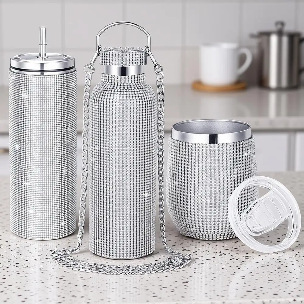 Термокружка с бриллиантовым блеском и стразами, с цепочкой, из нержавеющей стали, для женщин
Термокружка с бриллиантовым блеском и стразами, с цепочкой, из нержавеющей стали, для женщин