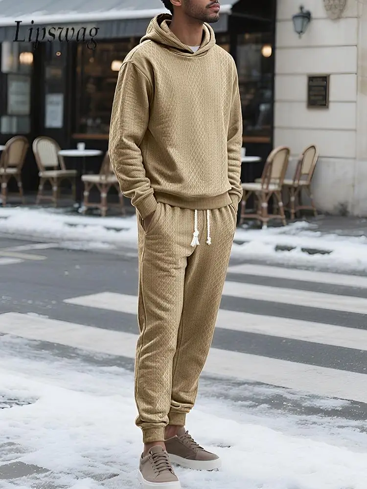 Outdoor Sports Men's Tracksuits Fashion Textured Long Sleeve Hoodies And Pants Two Piece Suits Fall Winter Men's Casual Outfits
Outdoor Sports Men's Tracksuits Fashion Textured Long Sleeve Hoodies And Pants Two Piece Suits Fall Winter Men's Casual Outfits