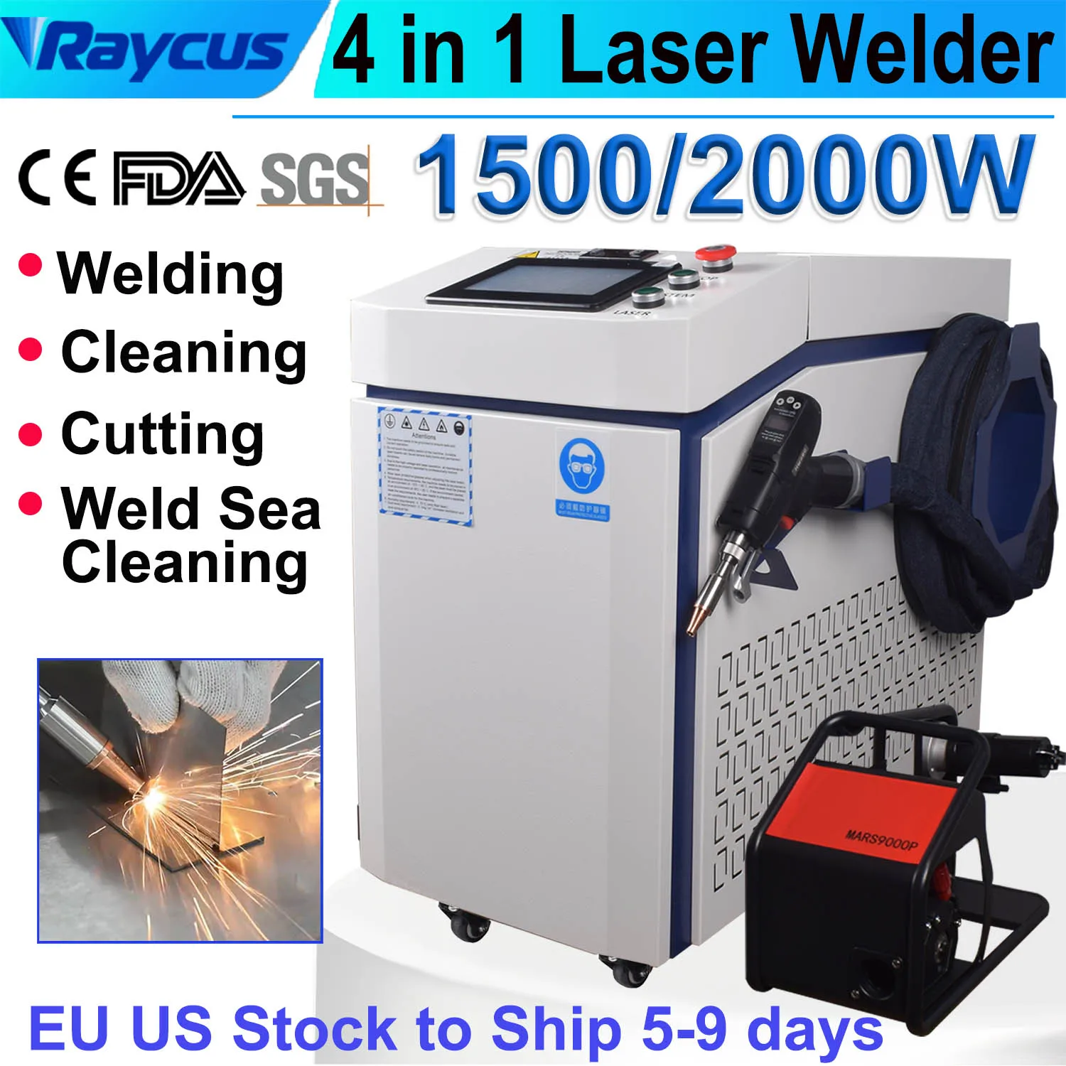 Raycus 1500W/2000W 4 IN 1 Fiber Laser Welding Cutting Cleaning Soldering Machine Handheld Fiber Laser Welder for All Metal
Raycus 1500W/2000W 4 IN 1 Fiber Laser Welding Cutting Cleaning Soldering Machine Handheld Fiber Laser Welder for All Metal