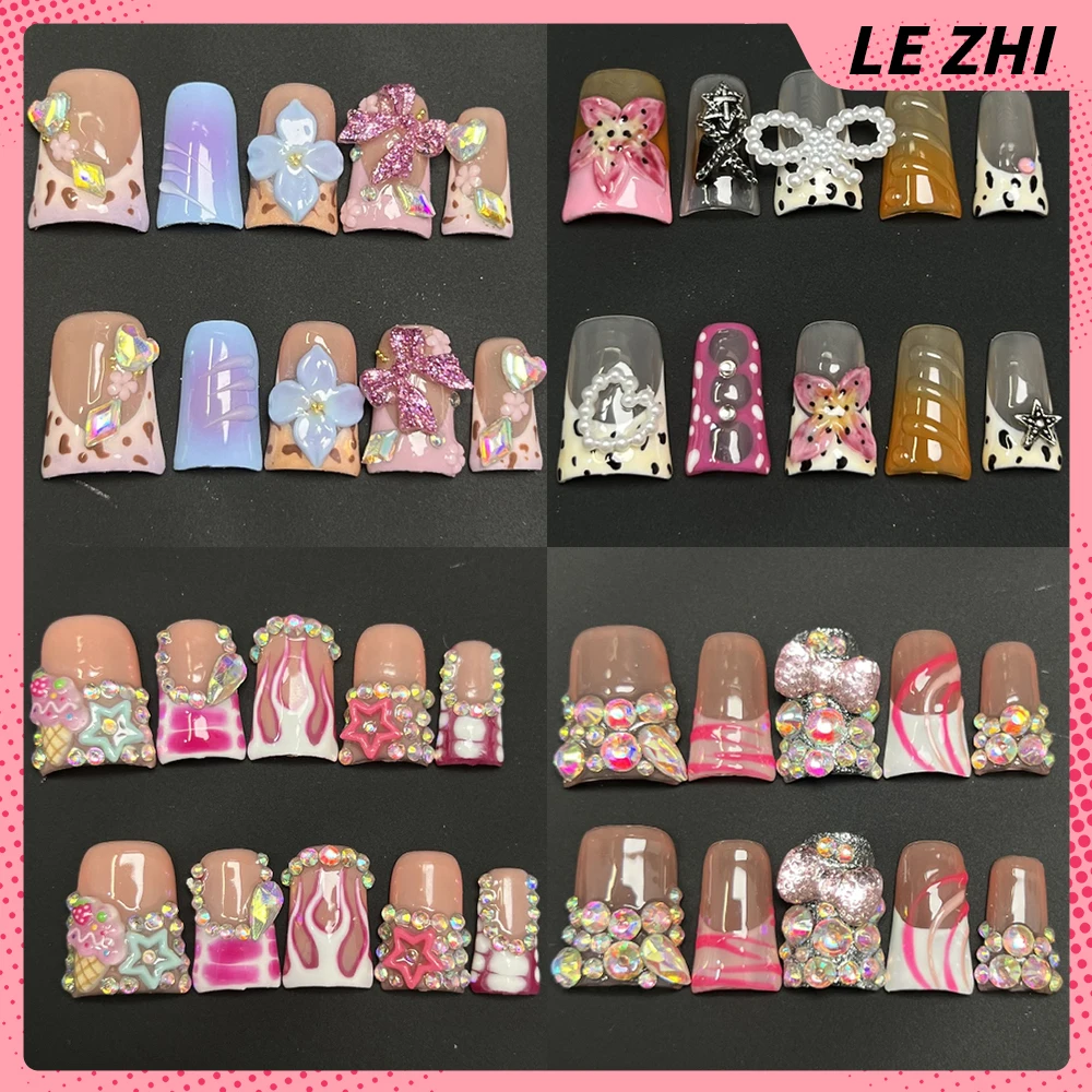 Y2K Spicy Girl Duckbill Handmade French Stripes Water Drop Fake Nails 3D Flowers Diamond Bow Pentagram Wearable Press On Nails
Y2K Spicy Girl Duckbill Handmade French Stripes Water Drop Fake Nails 3D Flowers Diamond Bow Pentagram Wearable Press On Nails