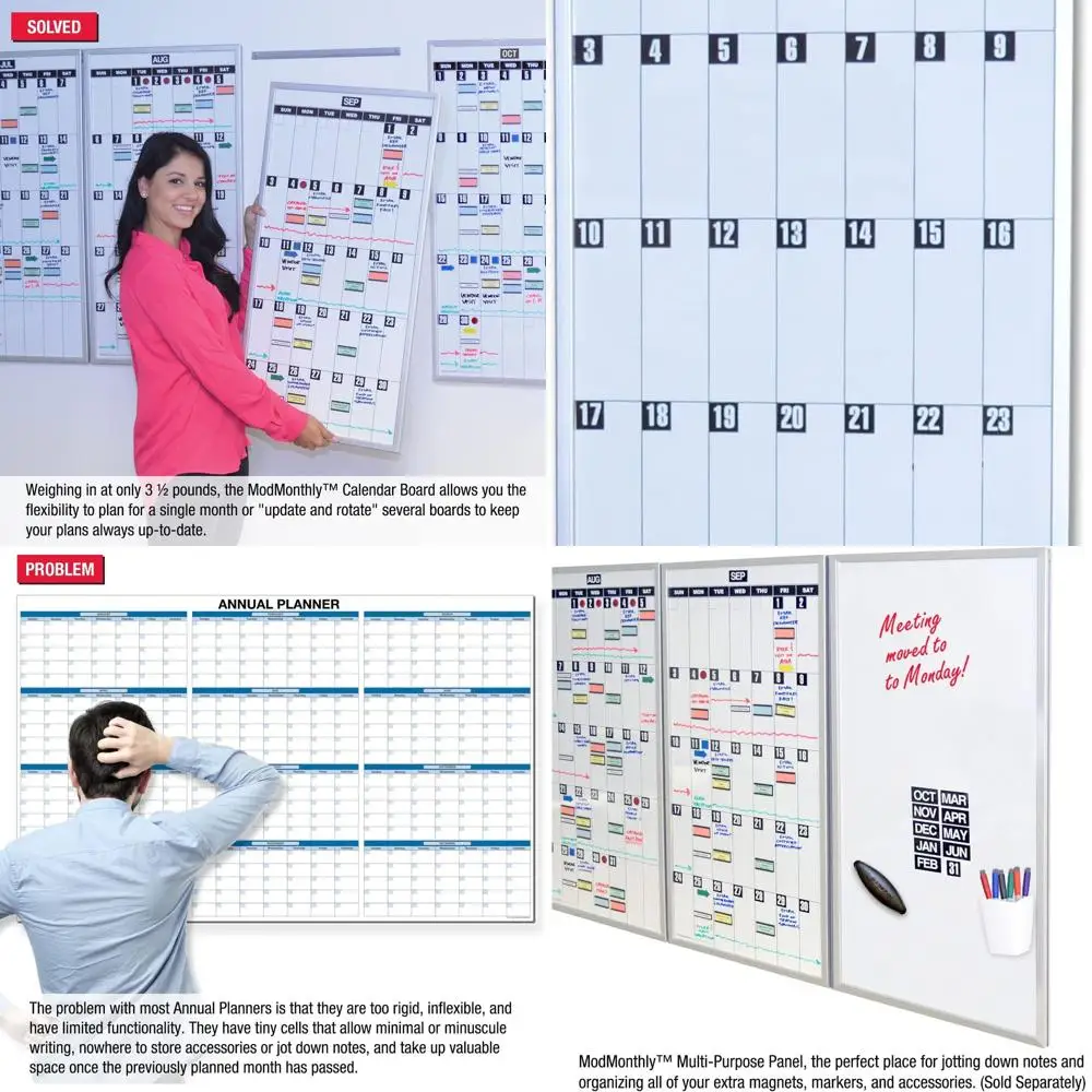 Modular Magnetic Dy-Erase Whiteboard for Monthly Planning (1 Unit)
Modular Magnetic Dy-Erase Whiteboard for Monthly Planning (1 Unit)